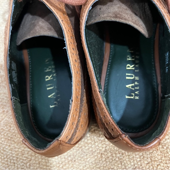 Lauren Ralph Lauren Leather Wing Tip Oxford Shoes Butterscotch & Brown Suede Sz6 - Picture 6 of 9